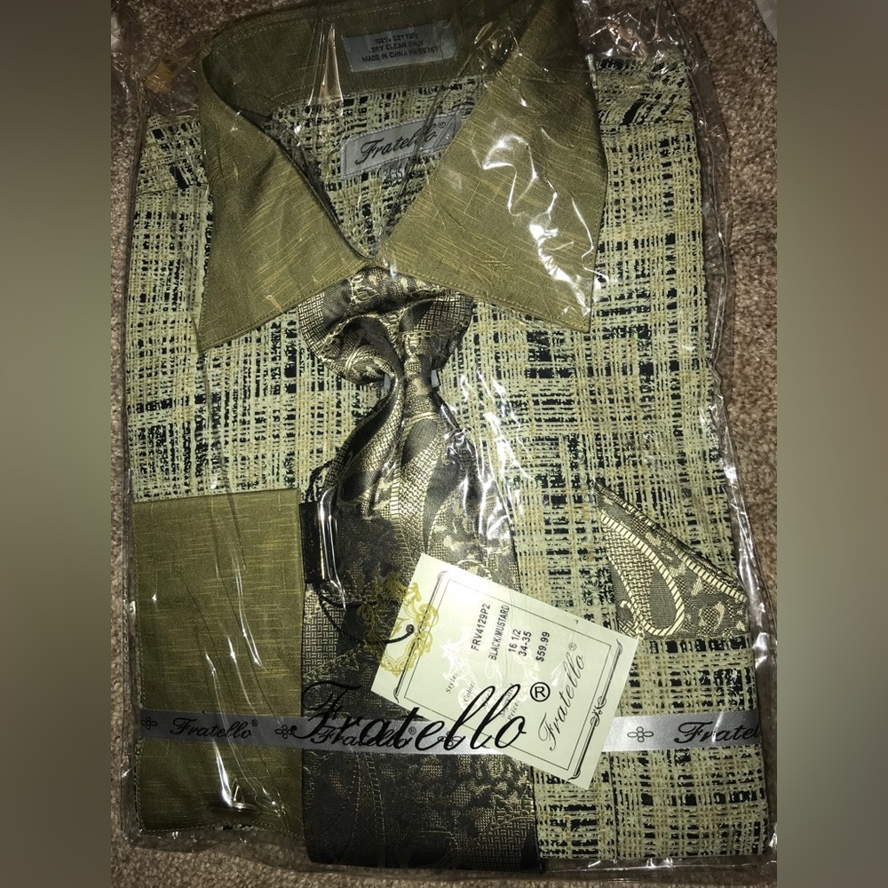 Fratello Men’s French Cuff Dress Shirt Brand New With Tag Size 34/35